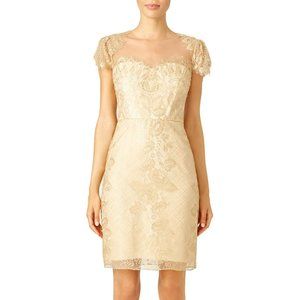 Marchesa Notte Sweetheart Sheath Gold Lace Dress